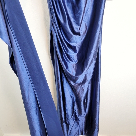 NWT TLC Say Yes Juniors Pleated Illusion Trim Rhinestone Corset Gown in Navy - Picture 11 of 13